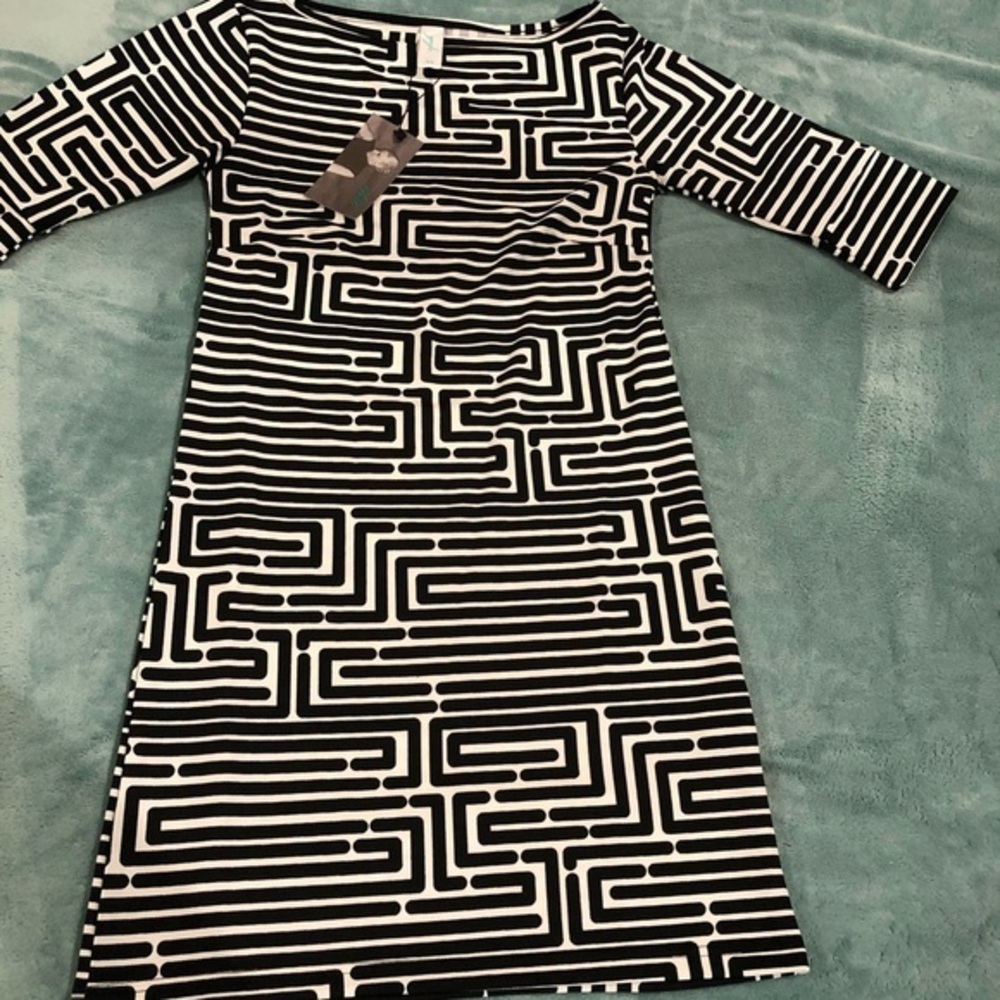B&W Modern Print Dress